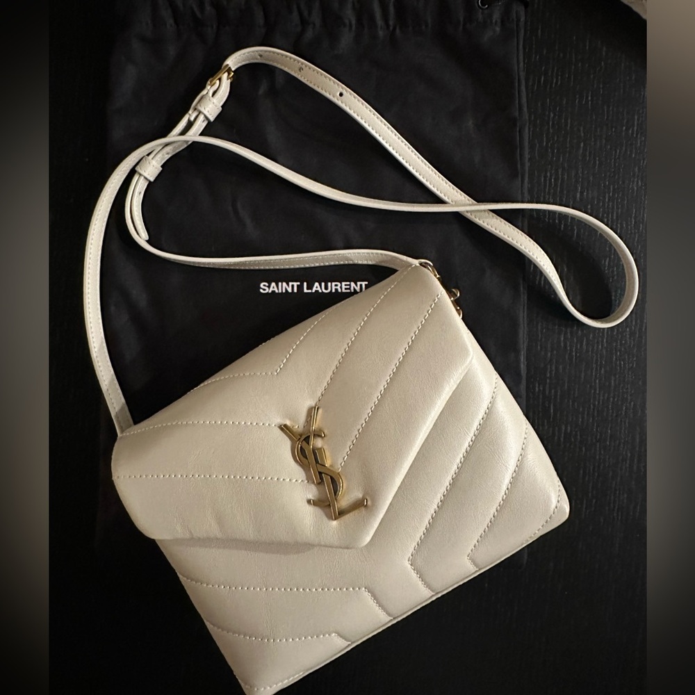 SOLD - Saint Laurent Off-White Quilted Toy LouLou Crossbody Bag